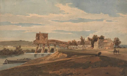 El molino de agua sobre el puente en Charenton